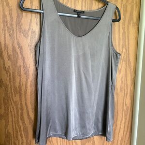 Eileen Fisher Gray 100% Silk Tank Blouse Med